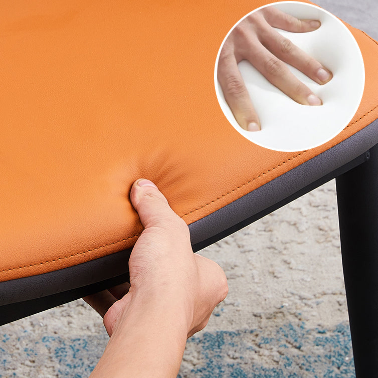 Minimalist Style Leather Dining Chairs Open Back Dining Side Chairs for Home