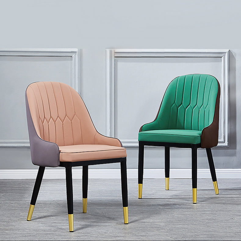 Fauteuil d'intérieur scandinave, chaise de salle à manger à dossier Parsons rembourré en métal