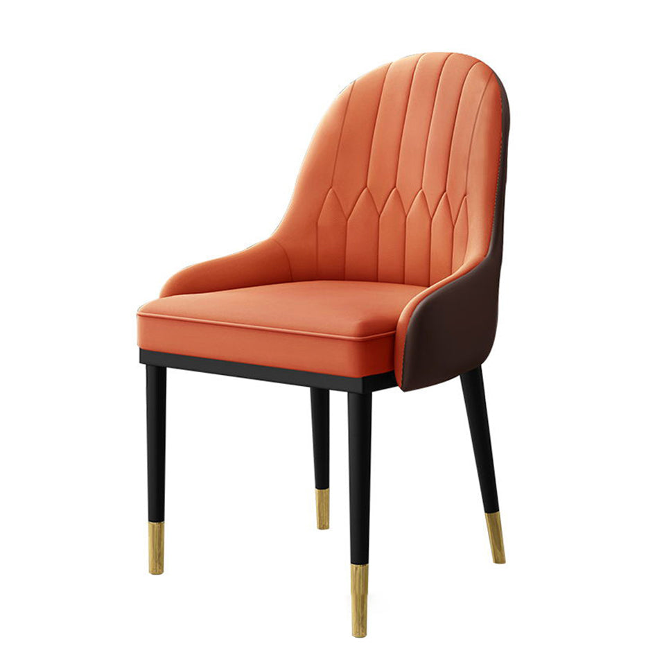 Fauteuil d'intérieur scandinave, chaise de salle à manger à dossier Parsons rembourré en métal