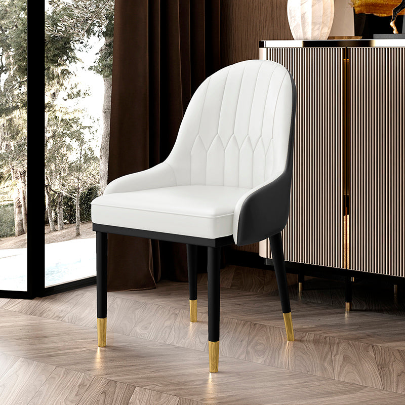Fauteuil d'intérieur scandinave, chaise de salle à manger à dossier Parsons rembourré en métal