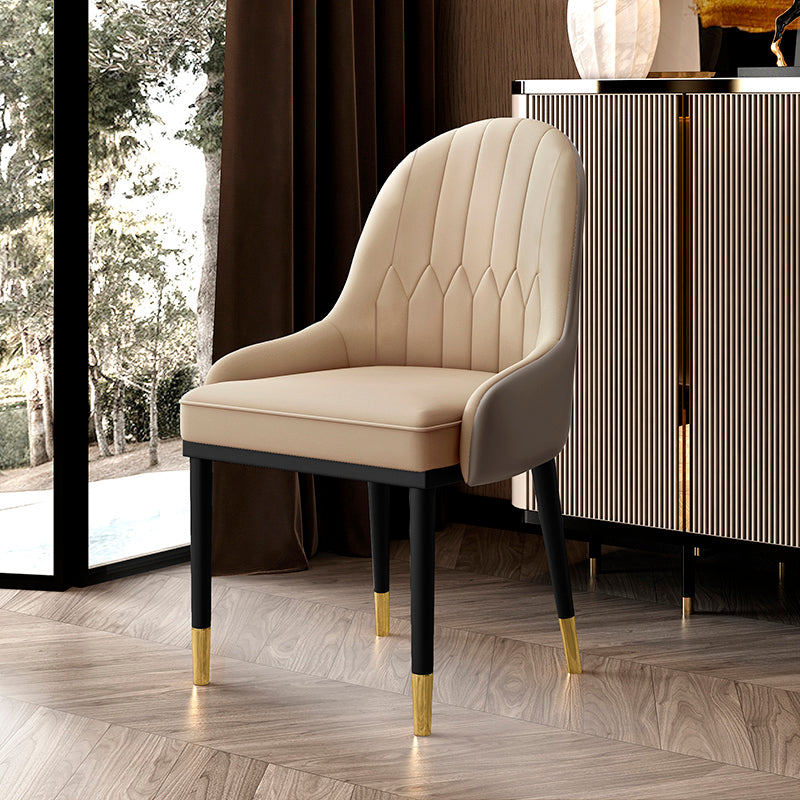 Fauteuil d'intérieur scandinave, chaise de salle à manger à dossier Parsons rembourré en métal