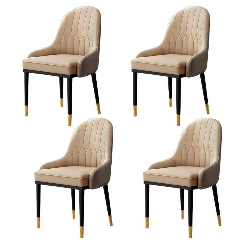 Fauteuil d'intérieur scandinave, chaise de salle à manger à dossier Parsons rembourré en métal