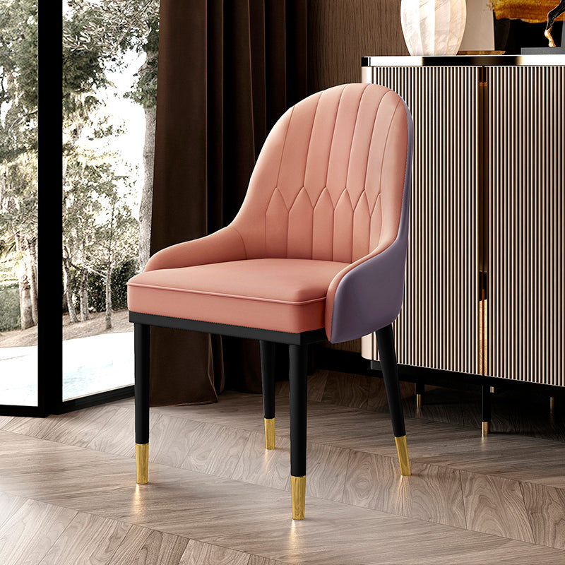 Fauteuil d'intérieur scandinave, chaise de salle à manger à dossier Parsons rembourré en métal