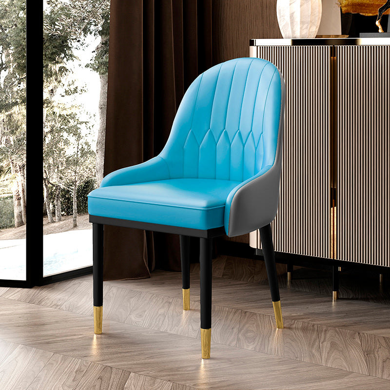 Fauteuil d'intérieur scandinave, chaise de salle à manger à dossier Parsons rembourré en métal