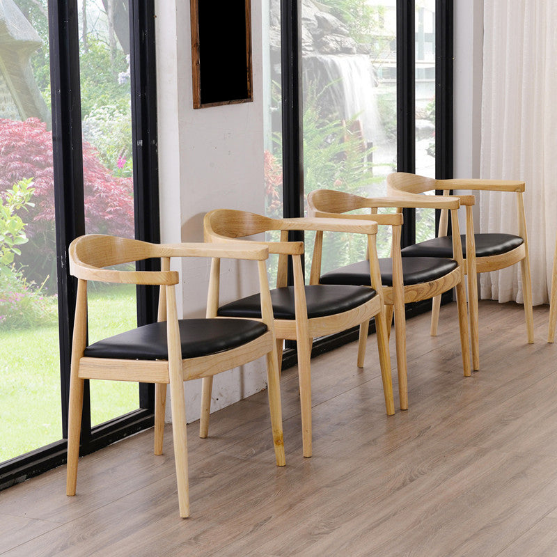 Chaise d'appoint d'intérieur scandinave, chaise de salle à manger en bois à dossier ouvert rembourrée