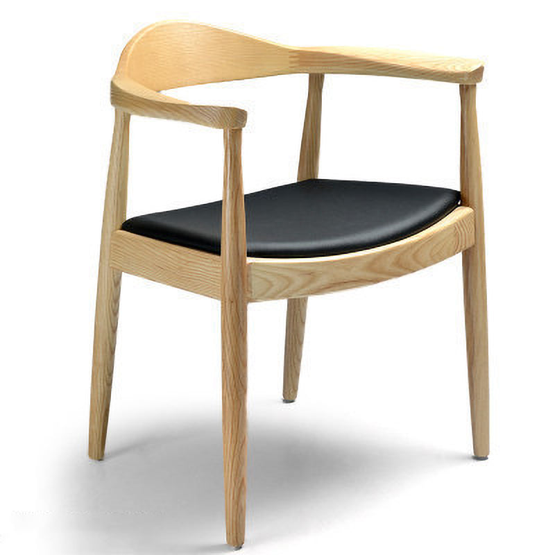 Chaise d'appoint d'intérieur scandinave, chaise de salle à manger en bois à dossier ouvert rembourrée
