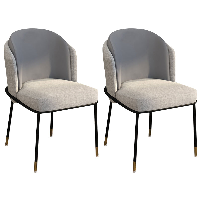 Glam Metal Dining Armless stoelen gestoffeerde linnen stof eetkamerstoel voor restaurant