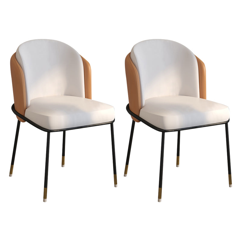 Glam Metal Dining Armless stoelen gestoffeerde linnen stof eetkamerstoel voor restaurant