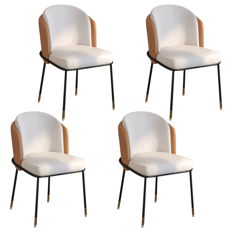 Glam Metal Dining Armless stoelen gestoffeerde linnen stof eetkamerstoel voor restaurant