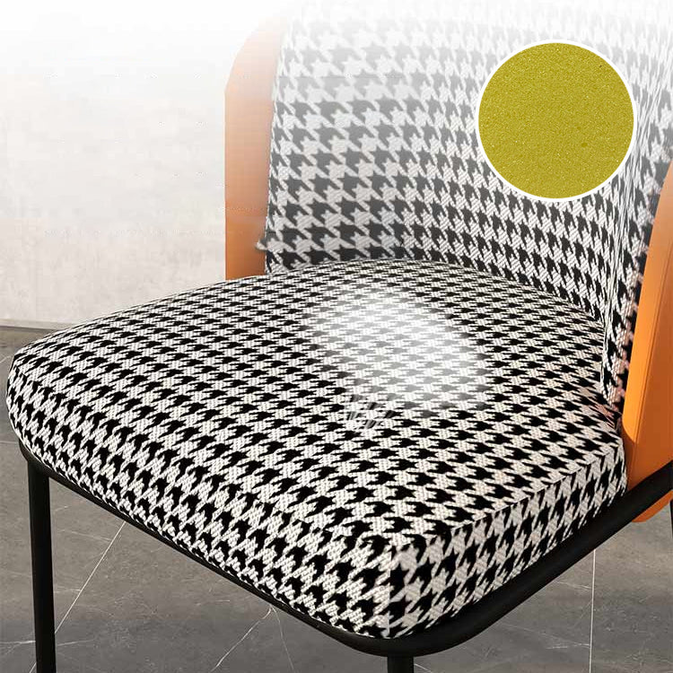 Glam Metal Dining Armless stoelen gestoffeerde linnen stof eetkamerstoel voor restaurant
