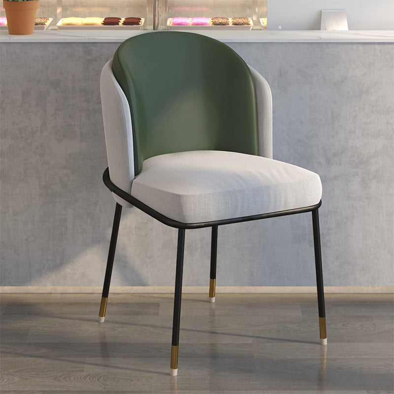 Glam Metal Dining Armless stoelen gestoffeerde linnen stof eetkamerstoel voor restaurant