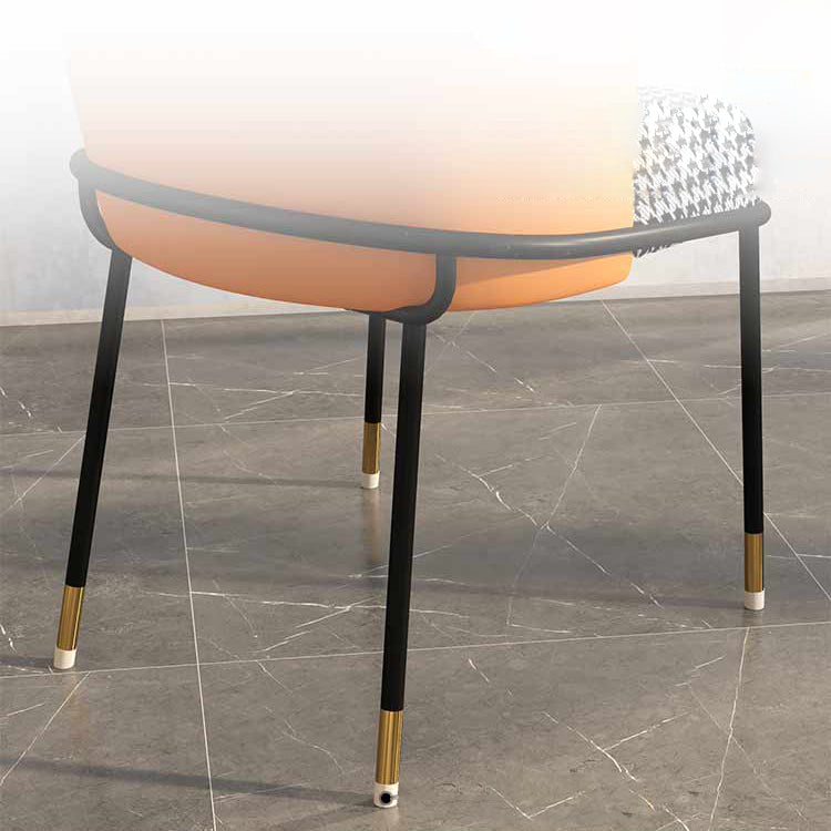 Glam Metal Dining Armless stoelen gestoffeerde linnen stof eetkamerstoel voor restaurant