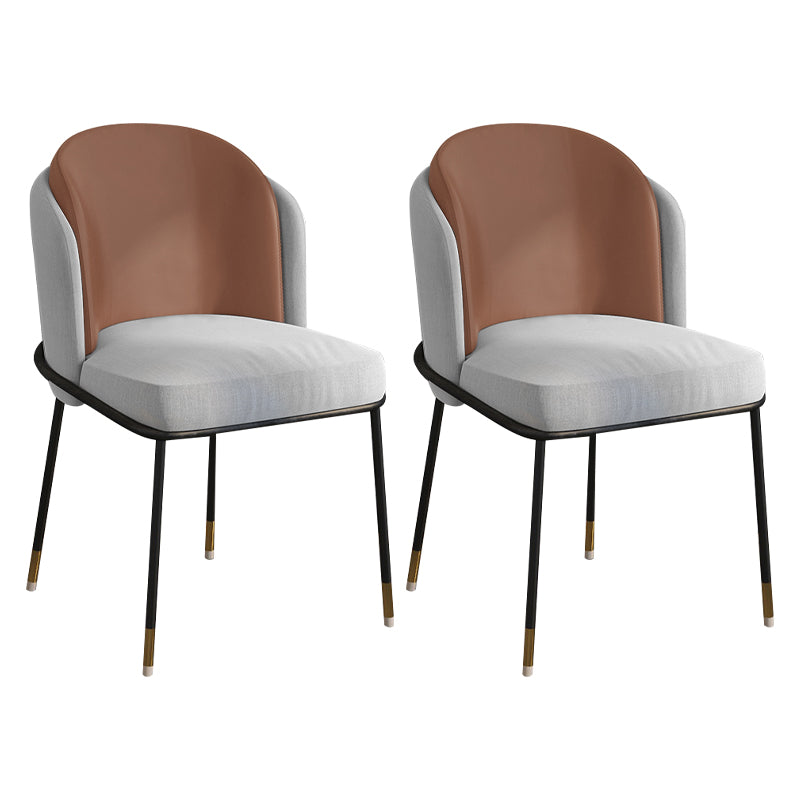 Glam Metal Dining Armless stoelen gestoffeerde linnen stof eetkamerstoel voor restaurant