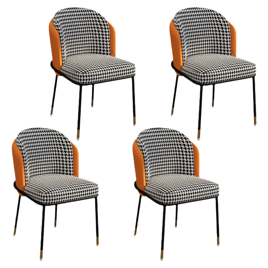 Glam Metal Dining Armless stoelen gestoffeerde linnen stof eetkamerstoel voor restaurant