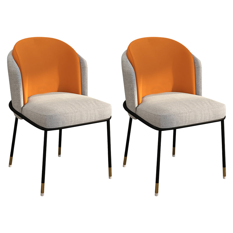 Glam Metal Dining Armless stoelen gestoffeerde linnen stof eetkamerstoel voor restaurant
