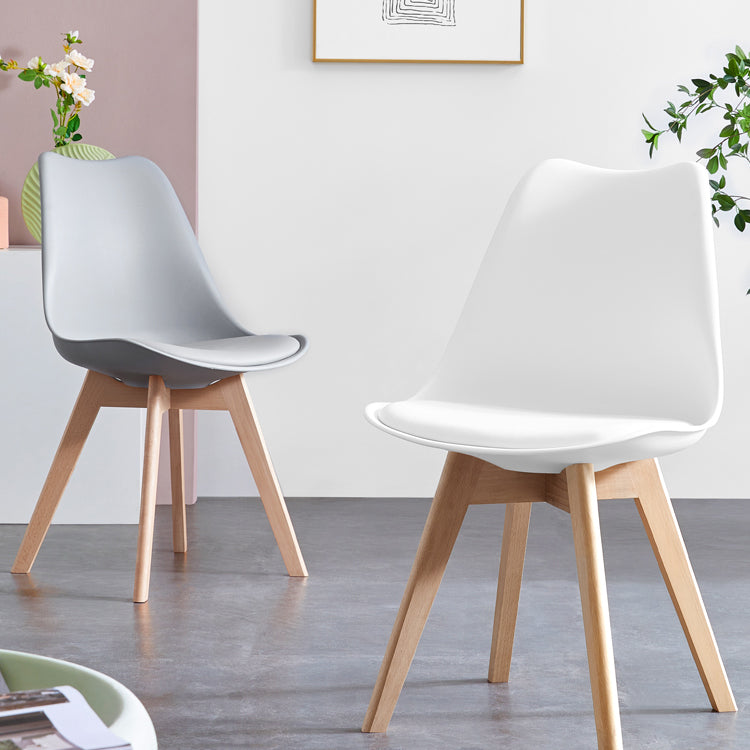 Scandinavian Home Side Chair Wood Upholstered Solid Back Dining Room Chair