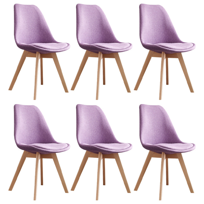 Scandinavian Home Side Chair Wood Upholstered Solid Back Dining Room Chair