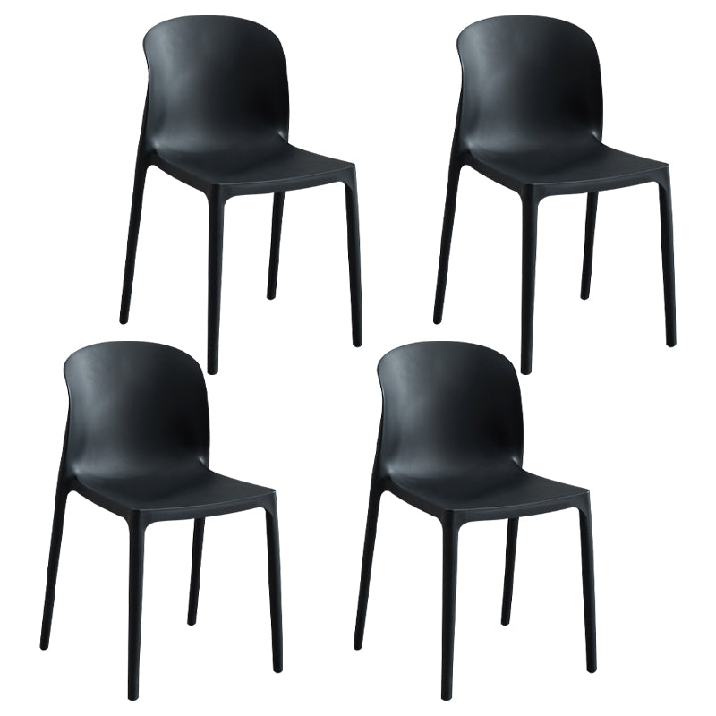 Chaise d'appoint de salle à manger empilable en plastique Chaises de salle à manger sans accoudoirs à dossier solide (Ensemble de 4)