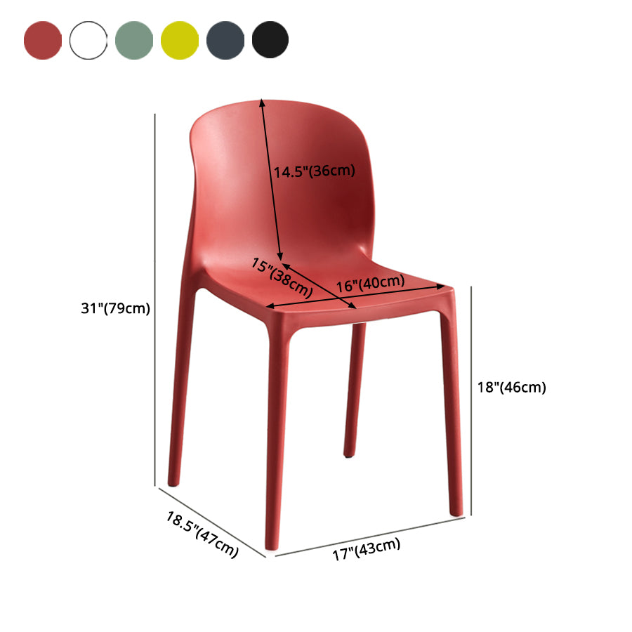Chaise d'appoint de salle à manger empilable en plastique Chaises de salle à manger sans accoudoirs à dossier solide (Ensemble de 4)