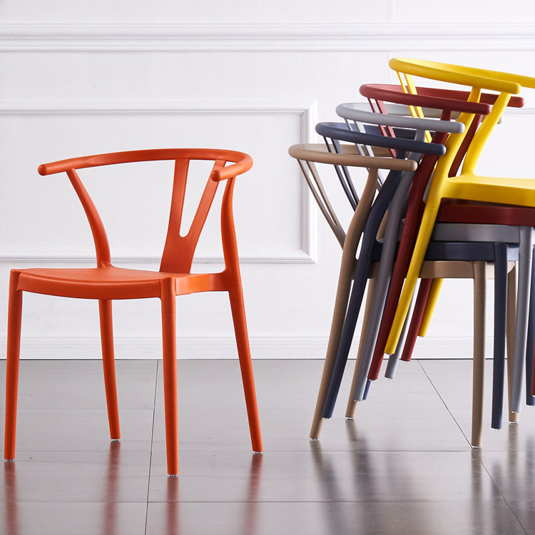 Chaises de salle à manger scandinaves en plastique sans accoudoirs, chaise d'appoint empilable (Ensemble de 4)