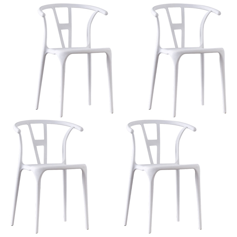 Chaises de salle à manger scandinaves en plastique sans accoudoirs, chaise d'appoint empilable (Ensemble de 4)