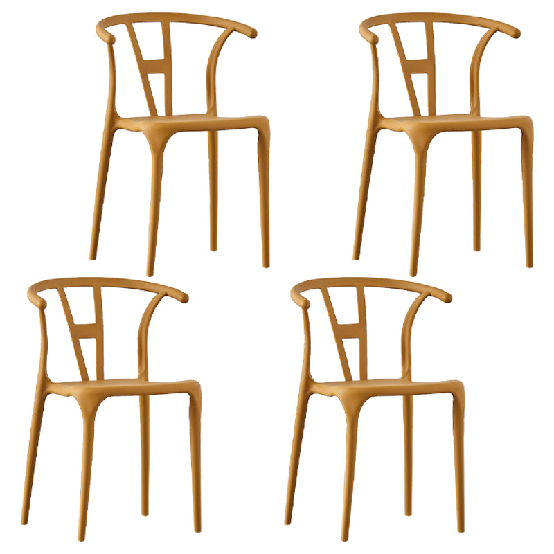 Chaises de salle à manger scandinaves en plastique sans accoudoirs, chaise d'appoint empilable (Ensemble de 4)