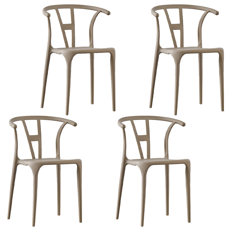 Chaises de salle à manger scandinaves en plastique sans accoudoirs, chaise d'appoint empilable (Ensemble de 4)