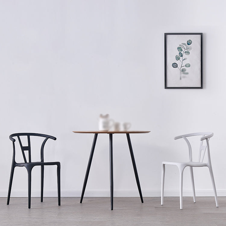 Chaises de salle à manger scandinaves en plastique sans accoudoirs, chaise d'appoint empilable (Ensemble de 4)