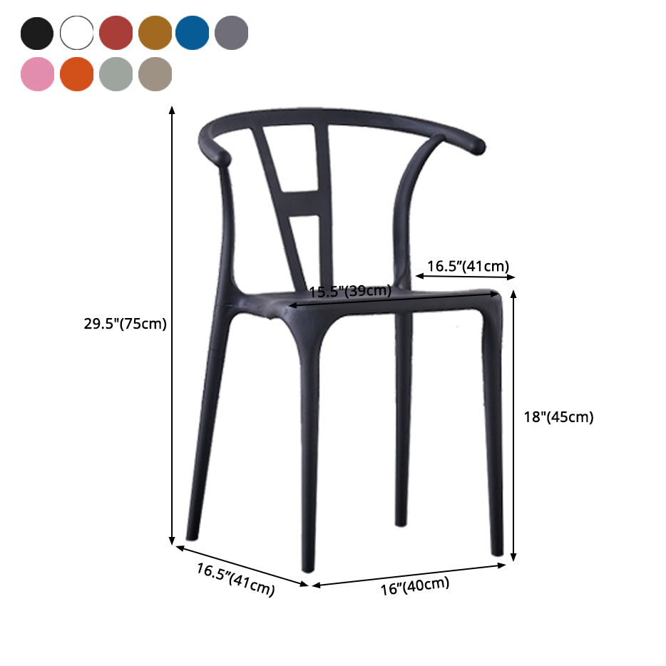 Chaises de salle à manger scandinaves en plastique sans accoudoirs, chaise d'appoint empilable (Ensemble de 4)