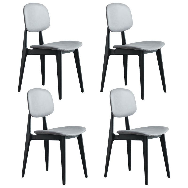 Chaises de salle à manger sans bras en cuir PU, chaise latérale à dossier ouvert avec pieds en plastique