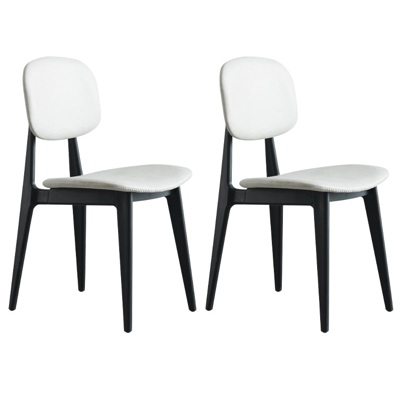 Chaises de salle à manger sans bras en cuir PU, chaise latérale à dossier ouvert avec pieds en plastique