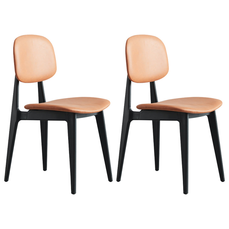 Chaises de salle à manger sans bras en cuir PU, chaise latérale à dossier ouvert avec pieds en plastique