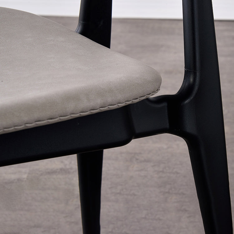 Chaises de salle à manger sans bras en cuir PU, chaise latérale à dossier ouvert avec pieds en plastique