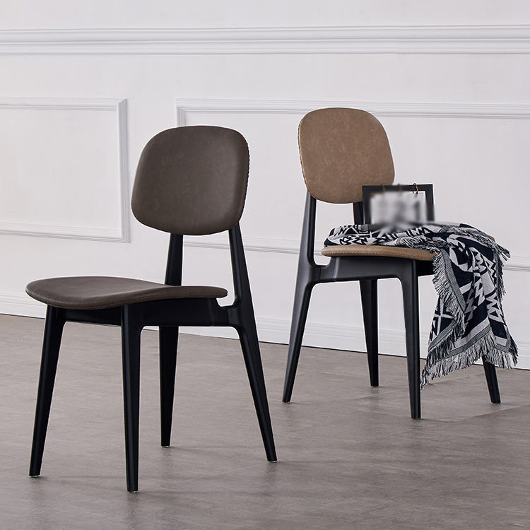 Chaises de salle à manger sans bras en cuir PU, chaise latérale à dossier ouvert avec pieds en plastique