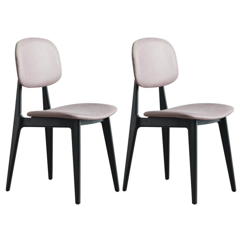 Chaises de salle à manger sans bras en cuir PU, chaise latérale à dossier ouvert avec pieds en plastique