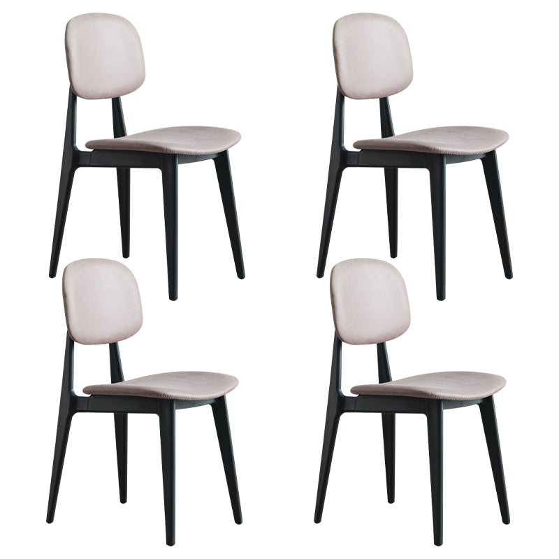 Chaises de salle à manger sans bras en cuir PU, chaise latérale à dossier ouvert avec pieds en plastique