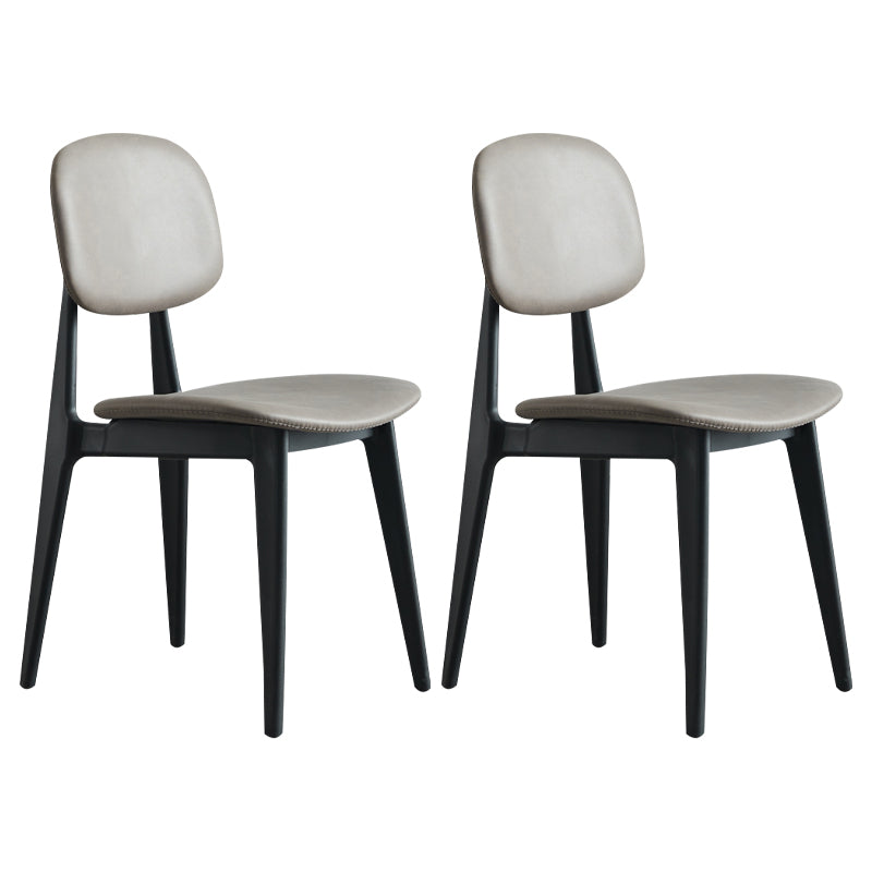 Chaises de salle à manger sans bras en cuir PU, chaise latérale à dossier ouvert avec pieds en plastique