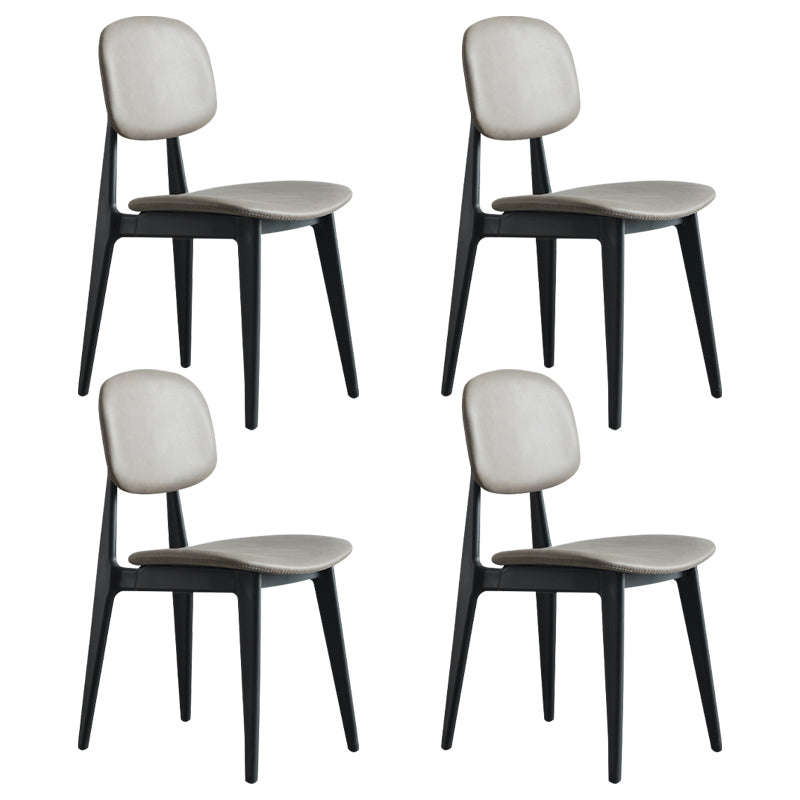 Chaises de salle à manger sans bras en cuir PU, chaise latérale à dossier ouvert avec pieds en plastique