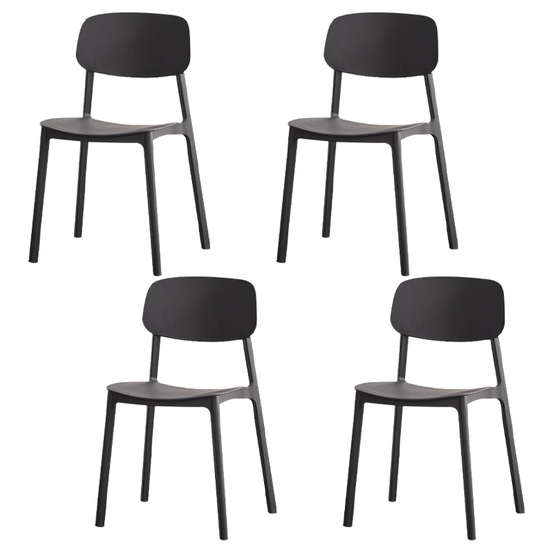 Chaises de salle à manger à dossier ouvert sans accoudoirs Chaise d'appoint empilable en plastique (Ensemble de 4)
