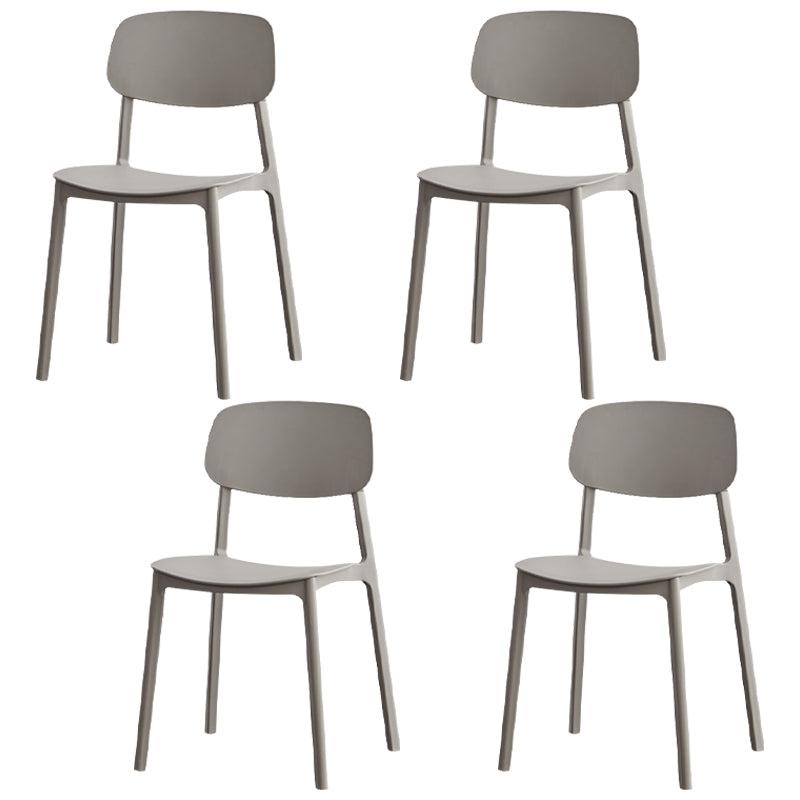 Chaises de salle à manger à dossier ouvert sans accoudoirs Chaise d'appoint empilable en plastique (Ensemble de 4)