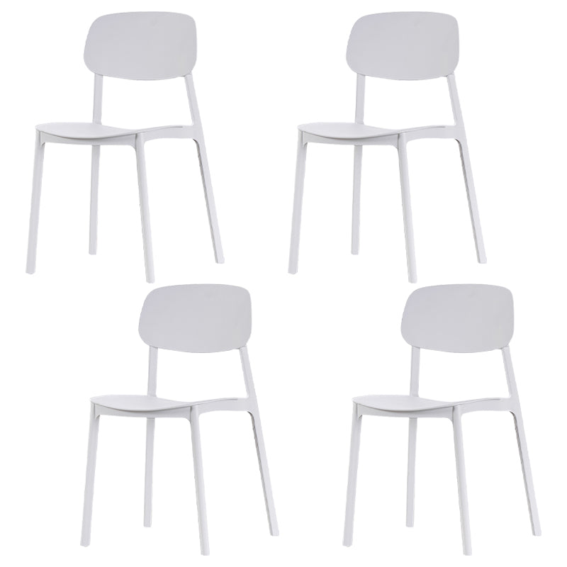 Sillas de comedor sin brazos con respaldo abierto Silla auxiliar de comedor apilable de plástico (juego de 4)