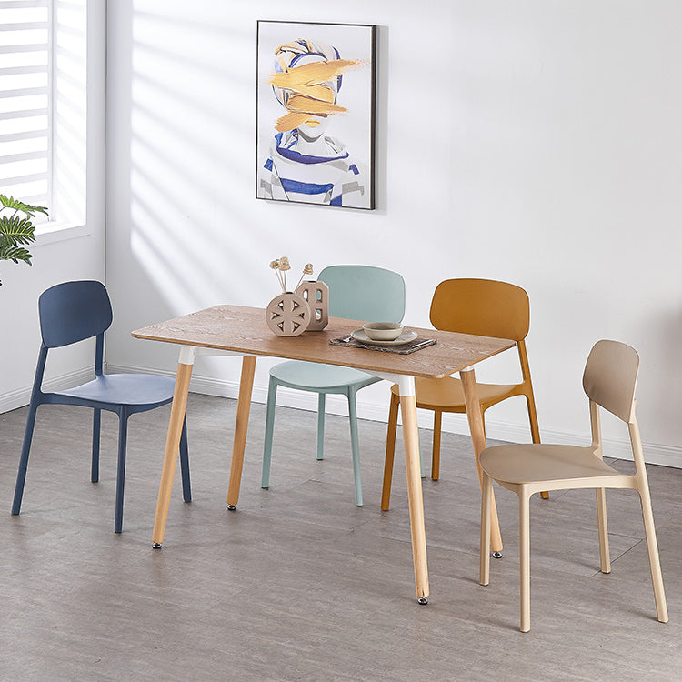 Sillas de comedor sin brazos con respaldo abierto Silla auxiliar de comedor apilable de plástico (juego de 4)