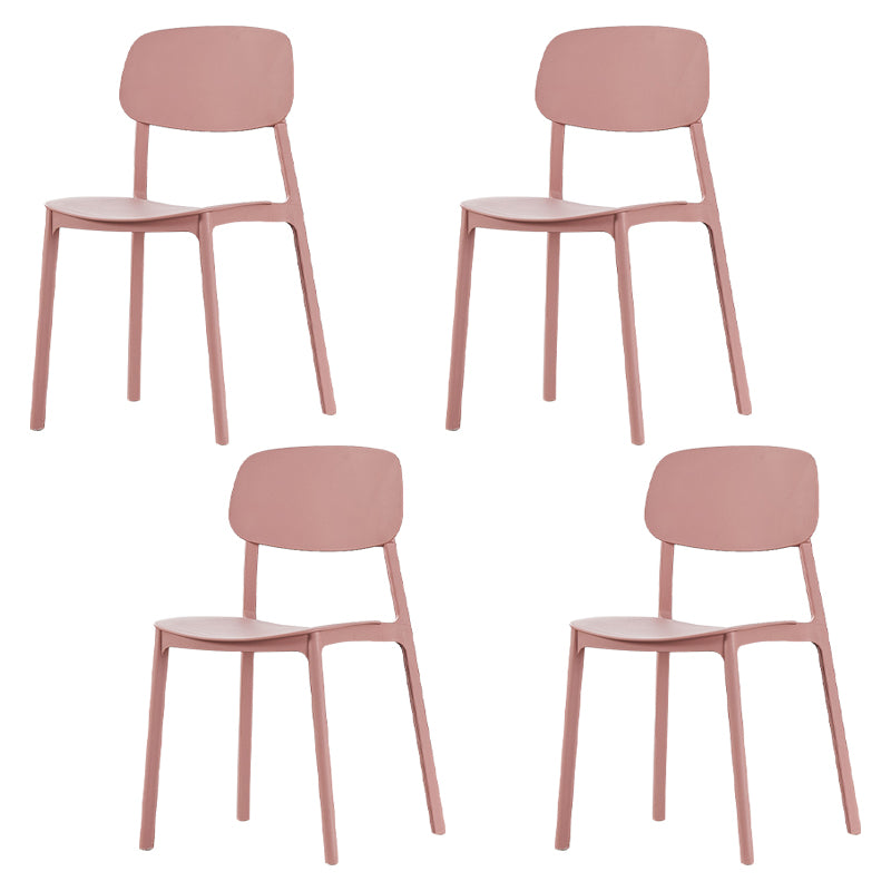 Sillas de comedor sin brazos con respaldo abierto Silla auxiliar de comedor apilable de plástico (juego de 4)