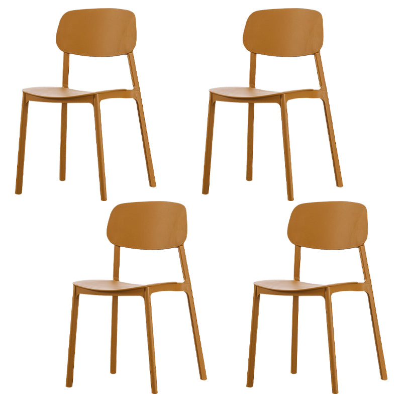 Chaises de salle à manger à dossier ouvert sans accoudoirs Chaise d'appoint empilable en plastique (Ensemble de 4)