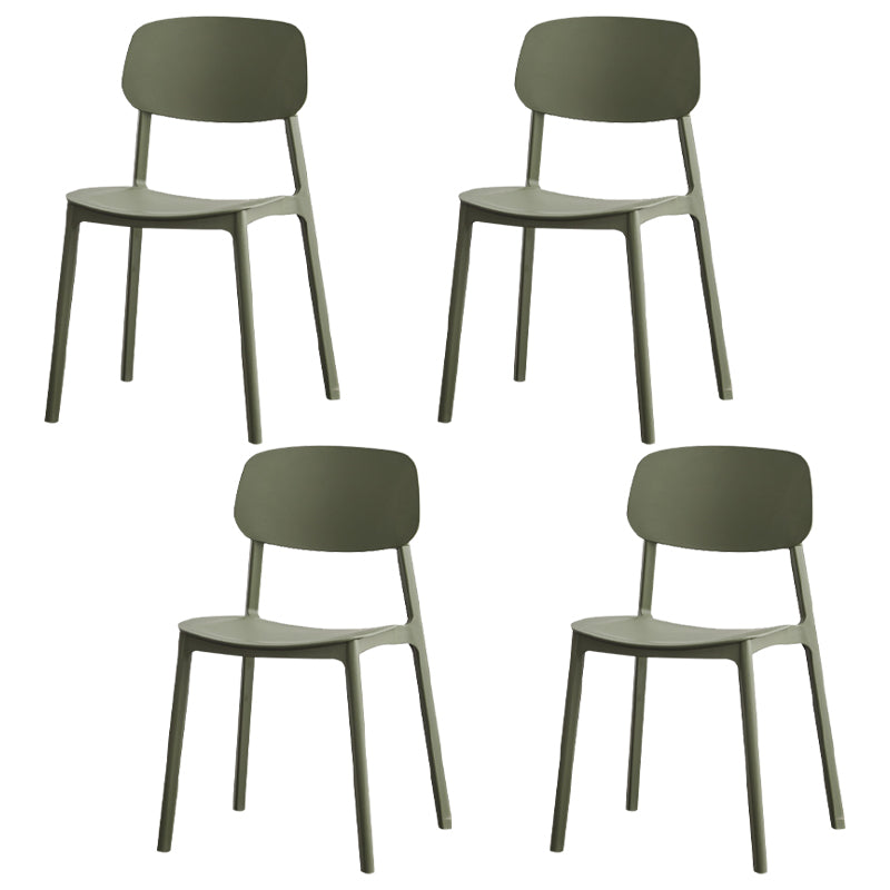 Sillas de comedor sin brazos con respaldo abierto Silla auxiliar de comedor apilable de plástico (juego de 4)