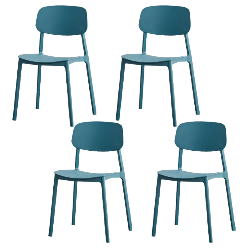 Sillas de comedor sin brazos con respaldo abierto Silla auxiliar de comedor apilable de plástico (juego de 4)
