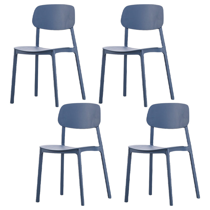 Sillas de comedor sin brazos con respaldo abierto Silla auxiliar de comedor apilable de plástico (juego de 4)