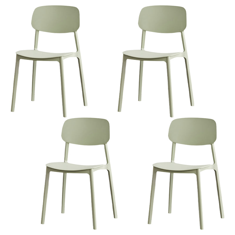Sillas de comedor sin brazos con respaldo abierto Silla auxiliar de comedor apilable de plástico (juego de 4)