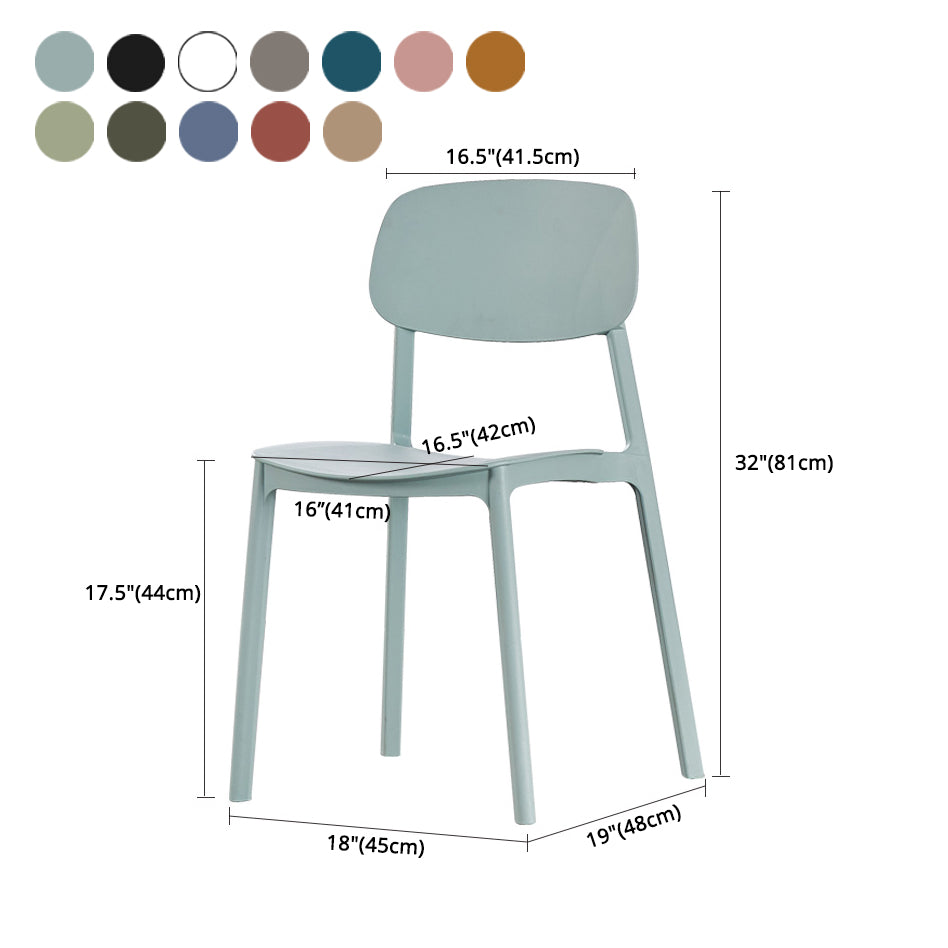 Sillas de comedor sin brazos con respaldo abierto Silla auxiliar de comedor apilable de plástico (juego de 4)