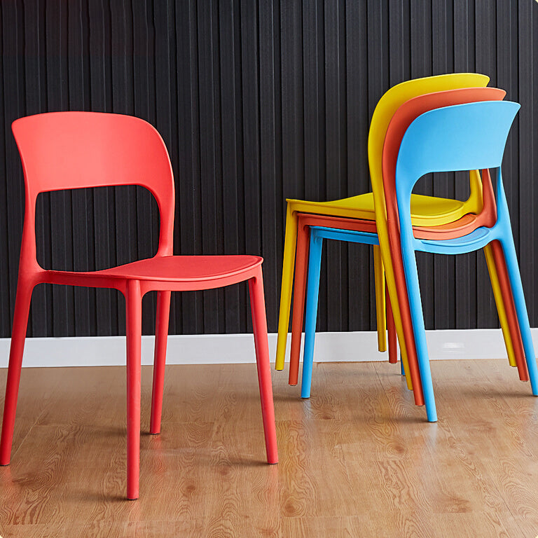 Contemporary Plastic Dining Room Chairs Armless Open Back Dining Side Chair for Room Use